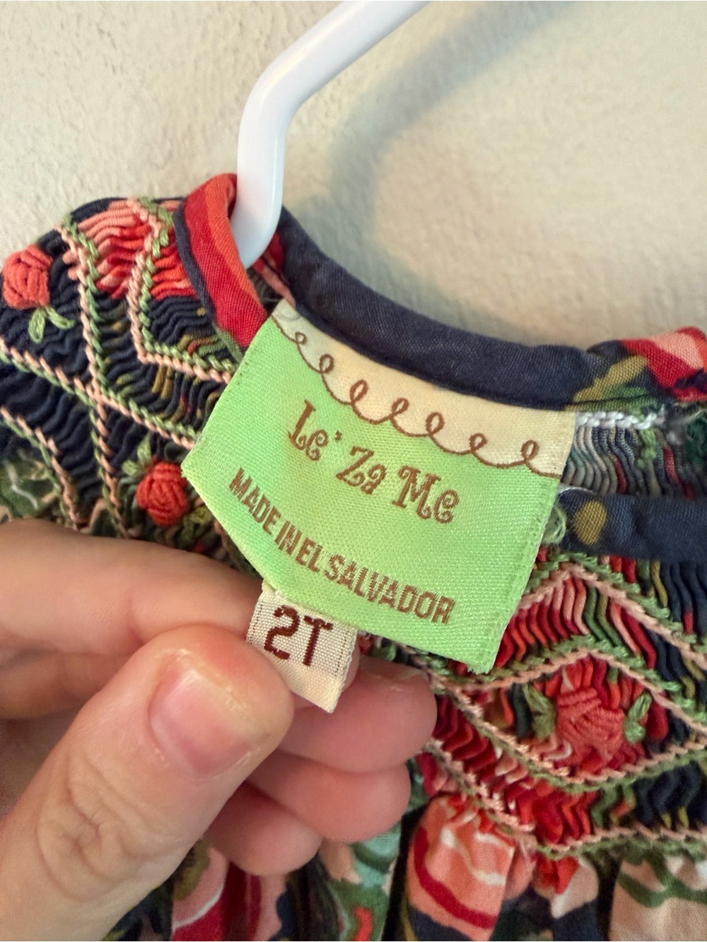 Le Za Me Navy Floral Smocked Puff-Sleeve Dress - Picture 3 of 3